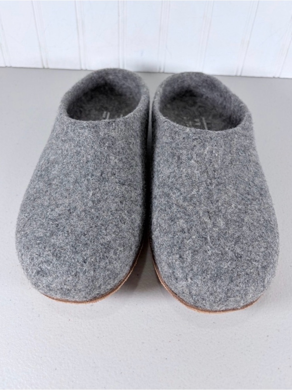 Classic Gray Felt Slip-On Mules